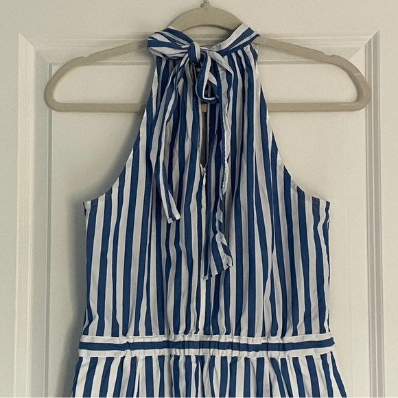 J Crew Tie-back halter jumpsuit blue white stripe 18564 - Picture 7 of 15